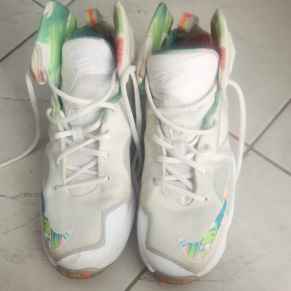 Kids White and Multicolor High-Top Sneakers